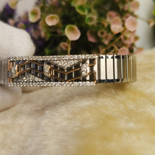 92.5 Sterling Silver Two Tone Moissanite Bracelet for Men | Rose Gold Plated & Silver Designer Link Bracelet | Luxury Handmade Jewelry Gift for Him
