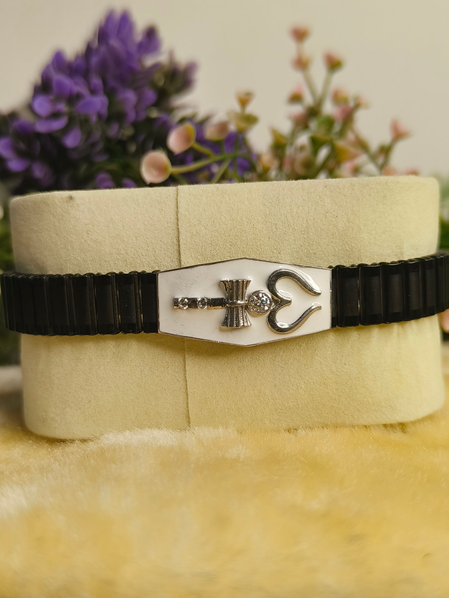 925 Sterling Silver Moissanite Trishul & Damru Rakhi Bracelet for Brother | Adjustable Black Bracelet | Raksha Bandhan Gift for Bhai | Hindu Spiritual Jewelry
